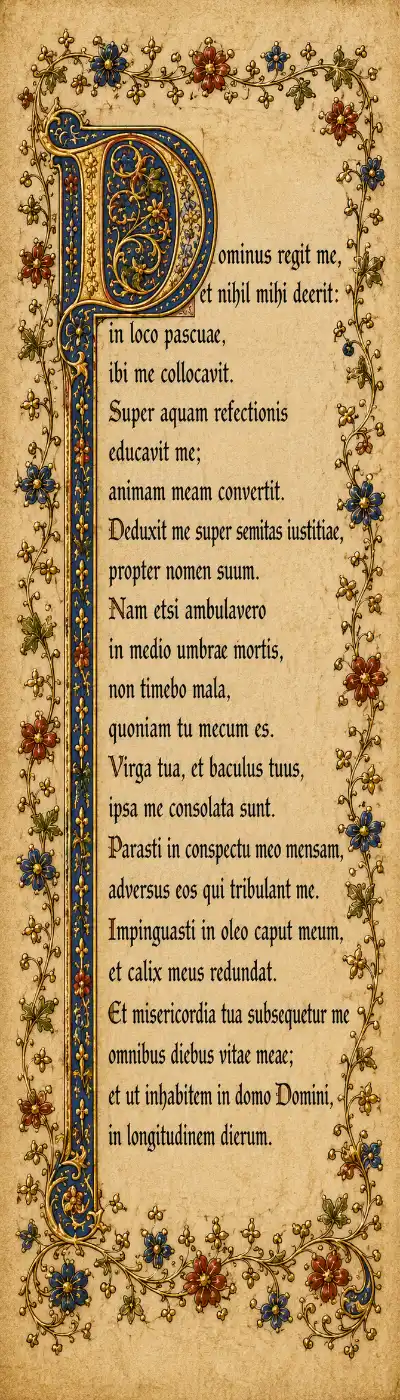 Printable illuminated Psalm 22 bookmark preview.