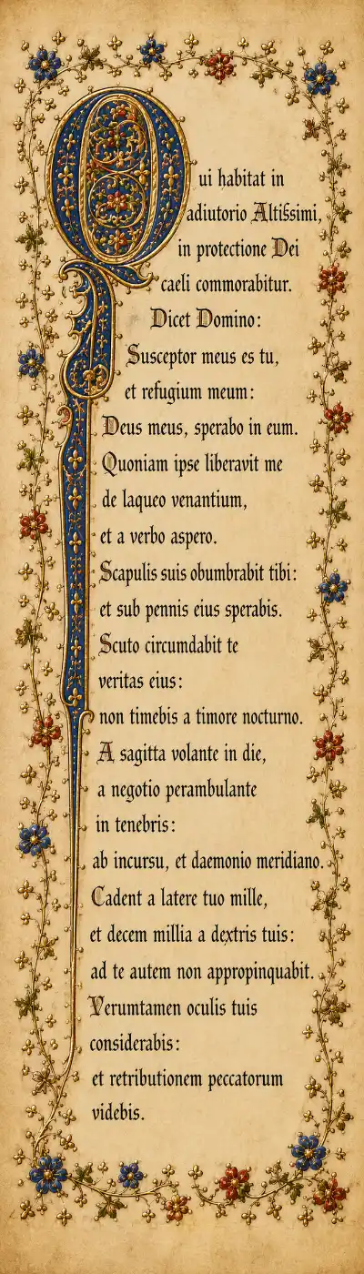 Printable illuminated Psalm 90 bookmark preview.